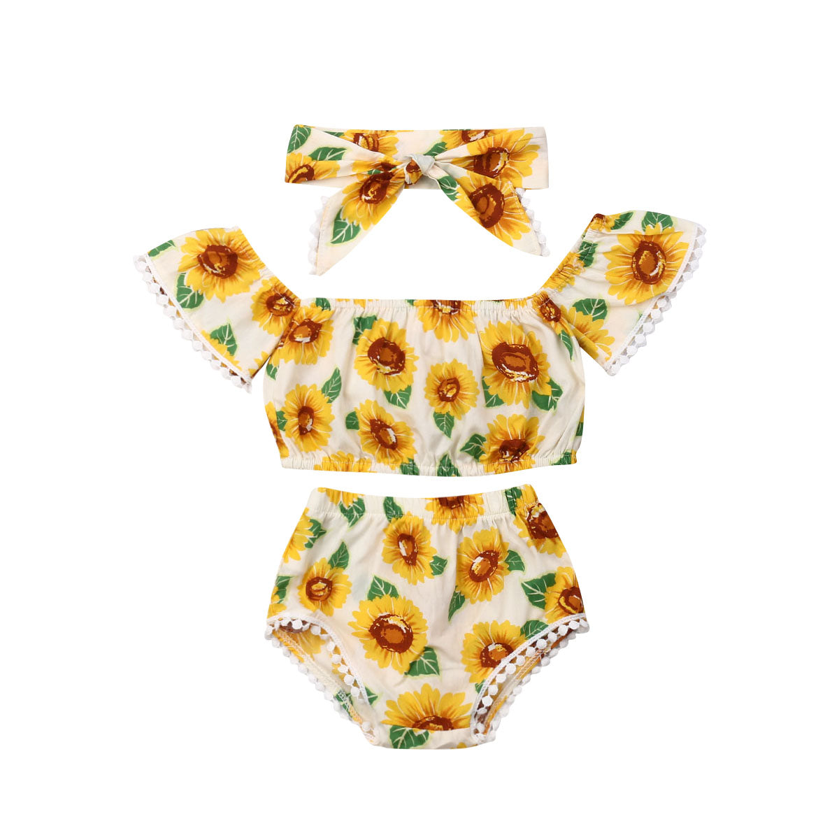 Baby Girl's Sunflower Print Outfit