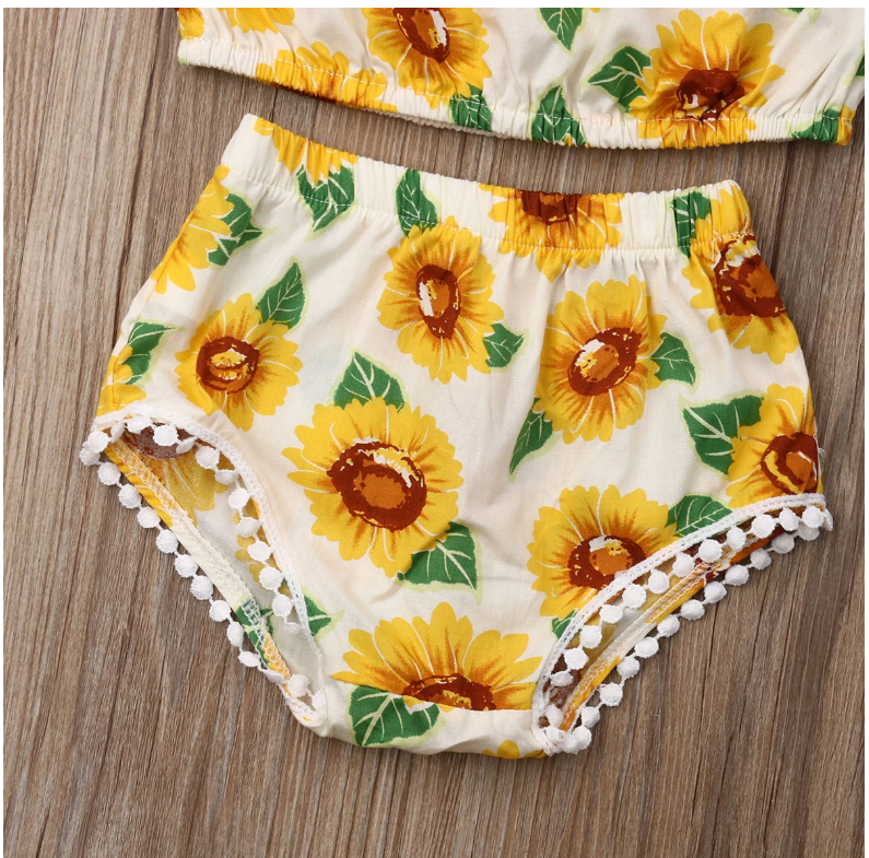 Baby Girl's Sunflower Print Outfit