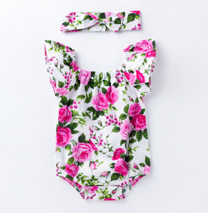 Baby Girl's Rose Romper Outfit