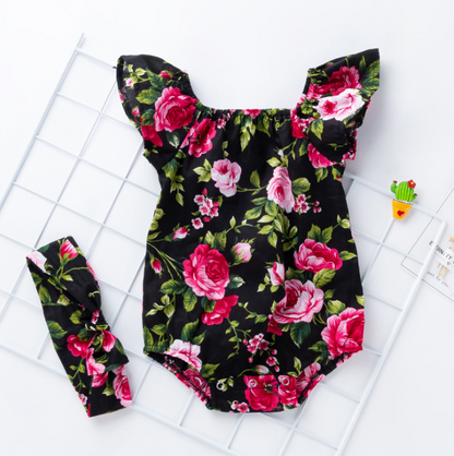 Baby Girl's Rose Romper Outfit