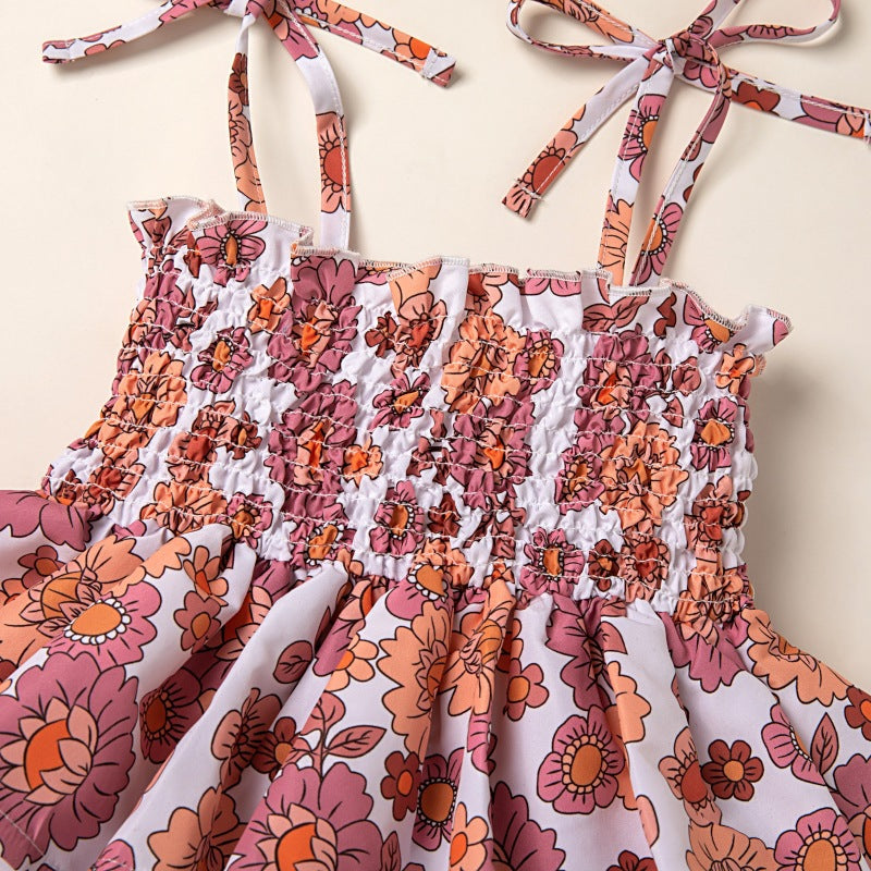 Girls' Floral Spaghetti Strap Jumpsuit