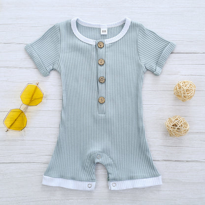 Short-Sleeved Combed Cotton Jumpsuit