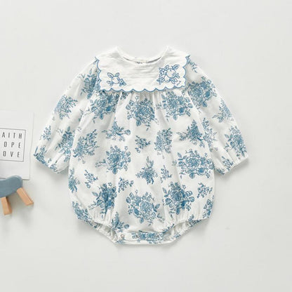 Blue and White Porcelain Cotton Romper