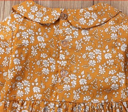 Long Sleeved Orange Floral Romper