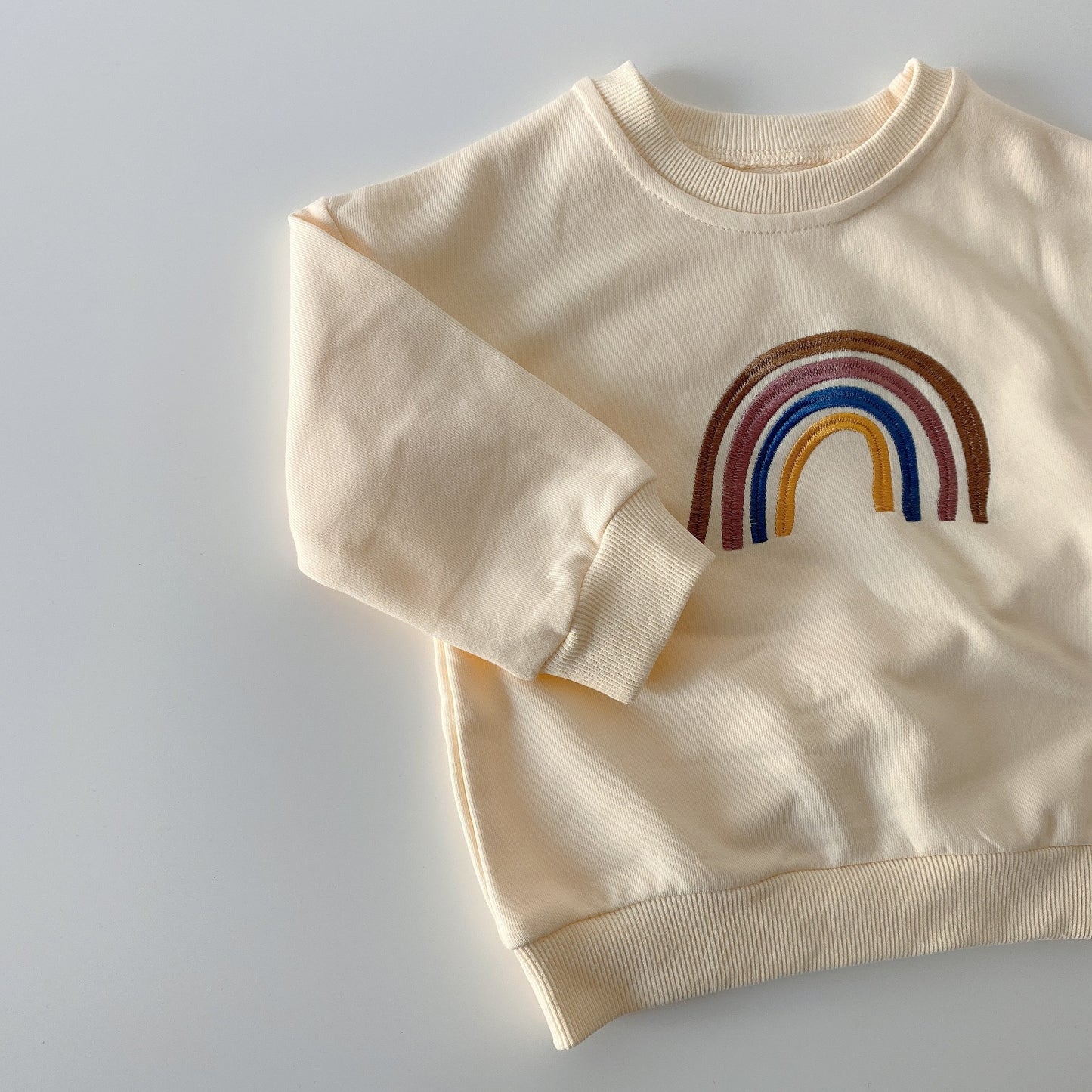 Long Sleeve Rainbow Embroidered Sweatshirt