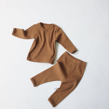 Long Sleeve Solid Color Shirt and Pant Set