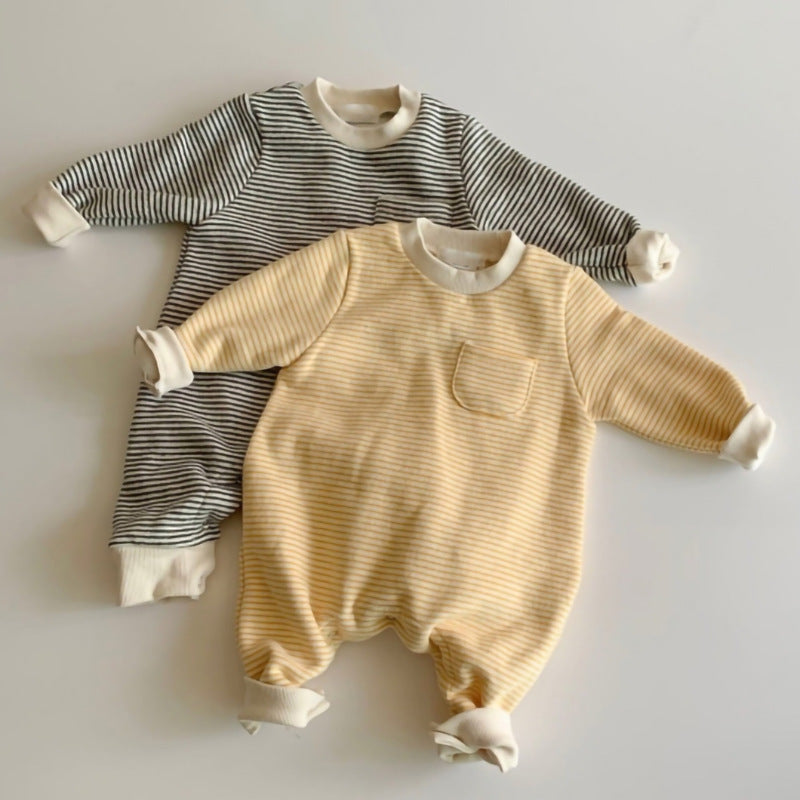 Long Sleeve Striped Baby Jumpsuit