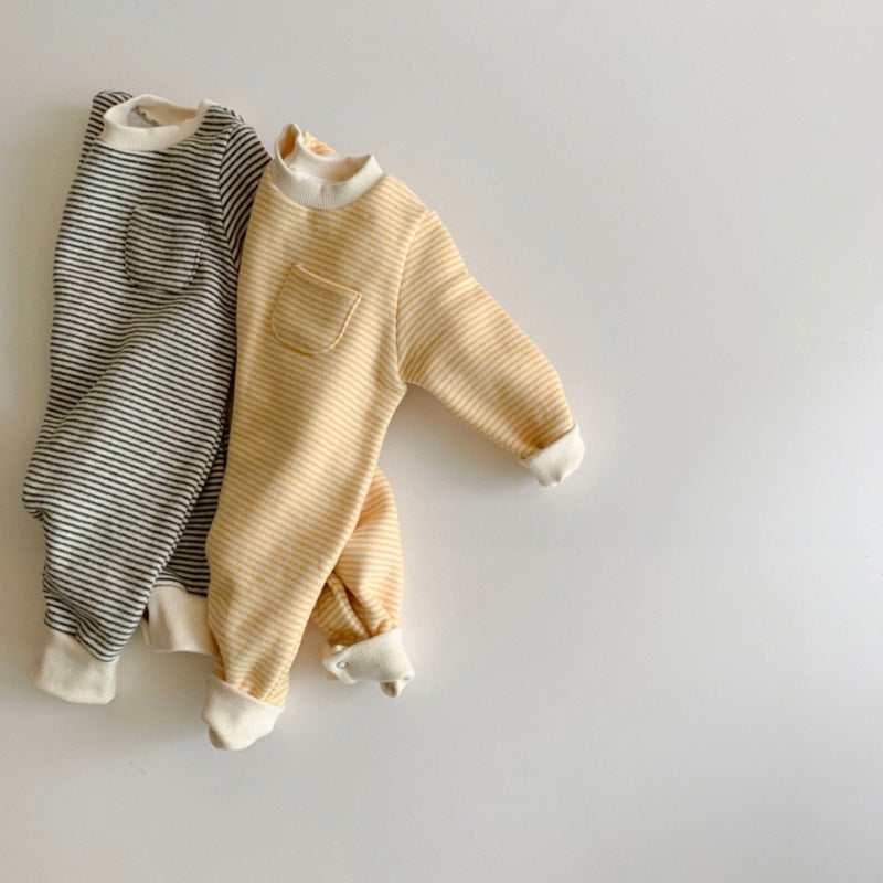 Long Sleeve Striped Baby Jumpsuit