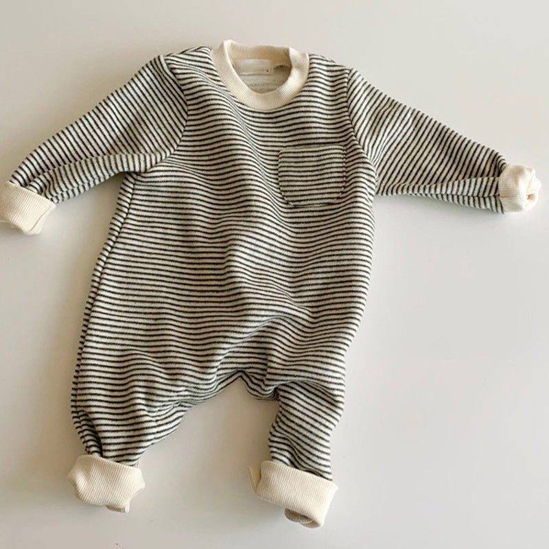 Long Sleeve Striped Baby Jumpsuit