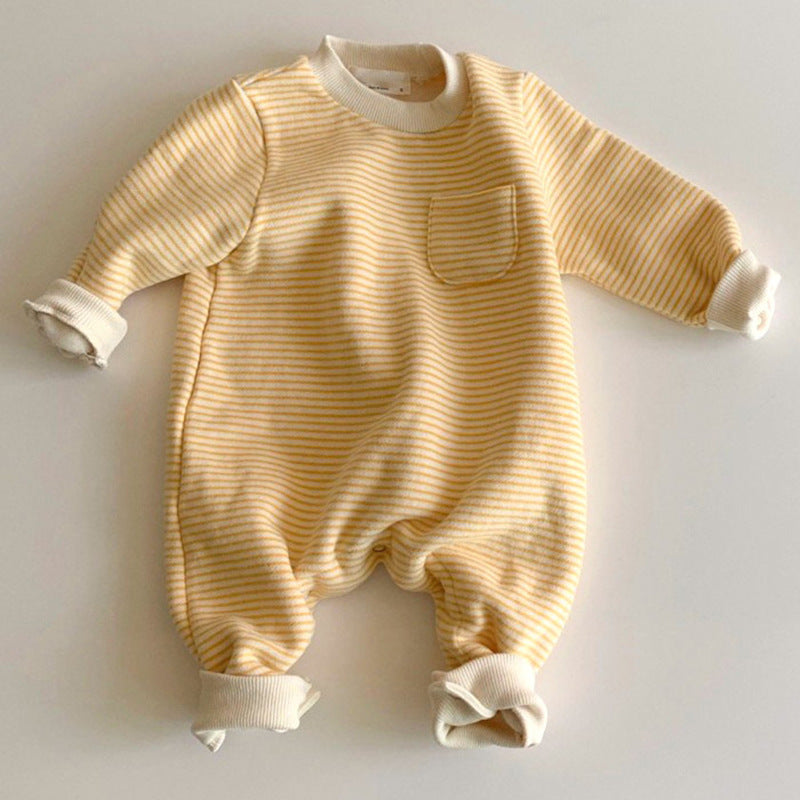 Long Sleeve Striped Baby Jumpsuit