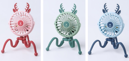 Cute Animal Shape USB Rechargeable Portable Stroller Fan