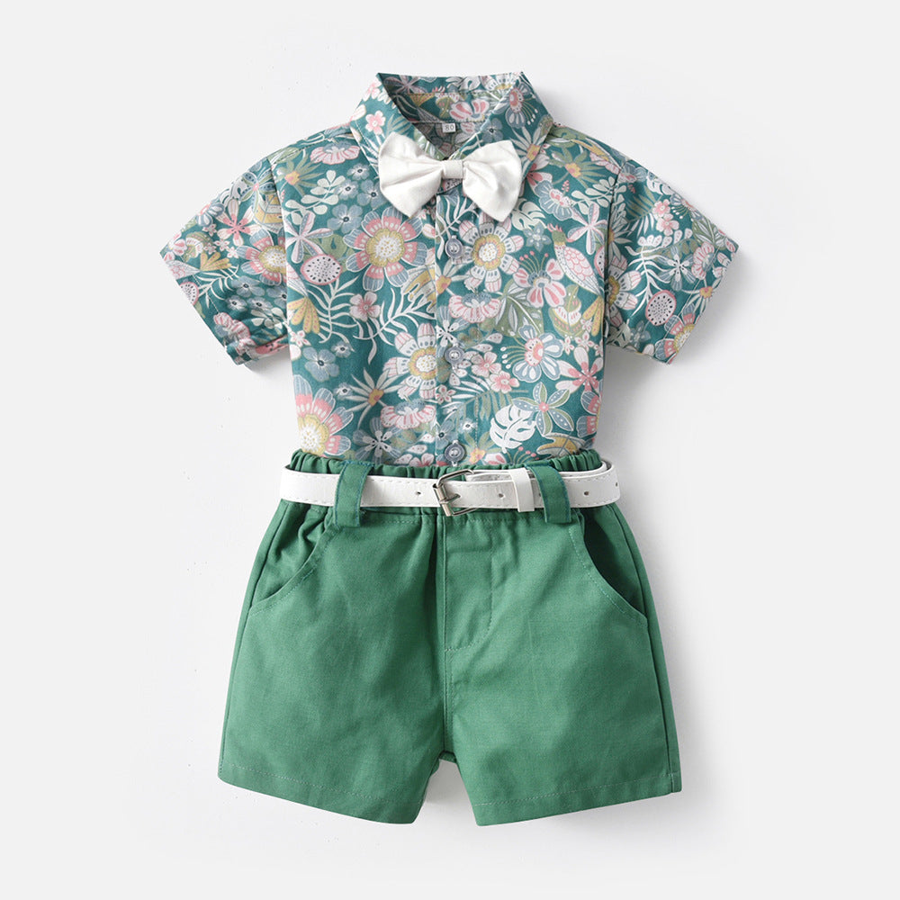 Boys and Girls Green Floral Easter or Summer Matching Outfits