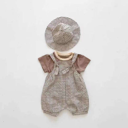 Three-Piece Baby Summer Checkered Outfit