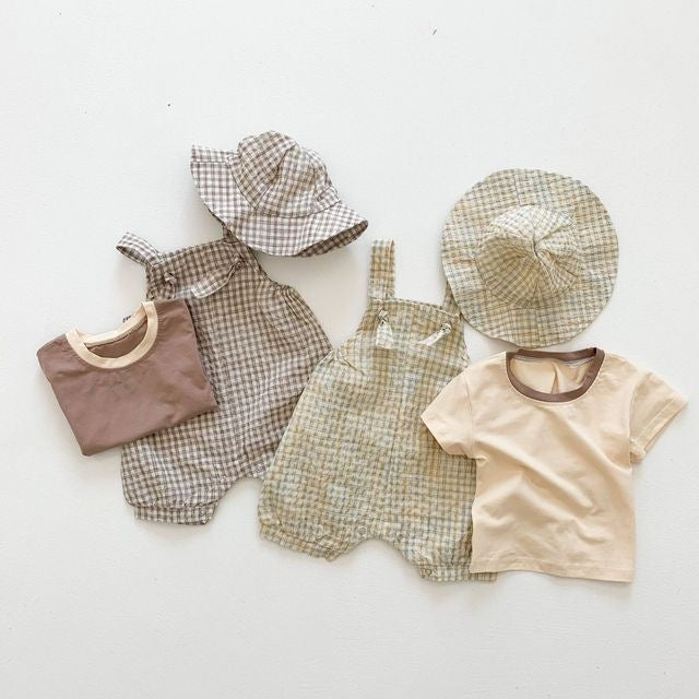 Three-Piece Baby Summer Checkered Outfit