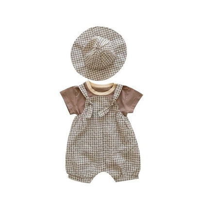 Three-Piece Baby Summer Checkered Outfit