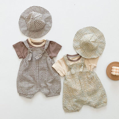 Three-Piece Baby Summer Checkered Outfit