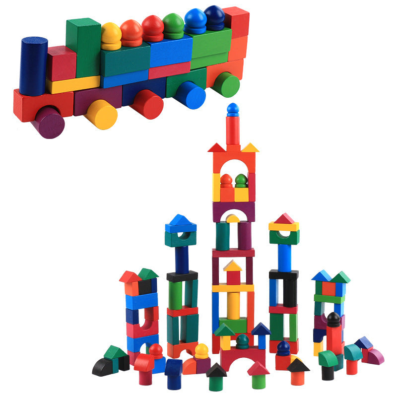 Rainbow Wooden Building Blocks