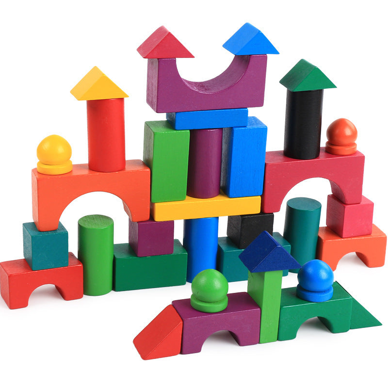 Rainbow Wooden Building Blocks