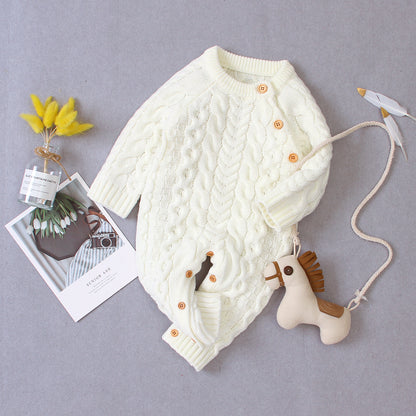 Knitted Solid Color Baby Bodysuit