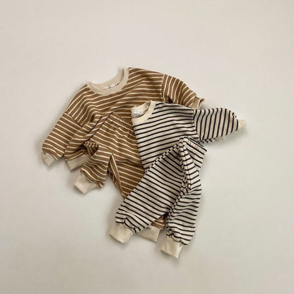 Baby Striped Long Sleeve Cotton Sweatshirt & Sweatpants