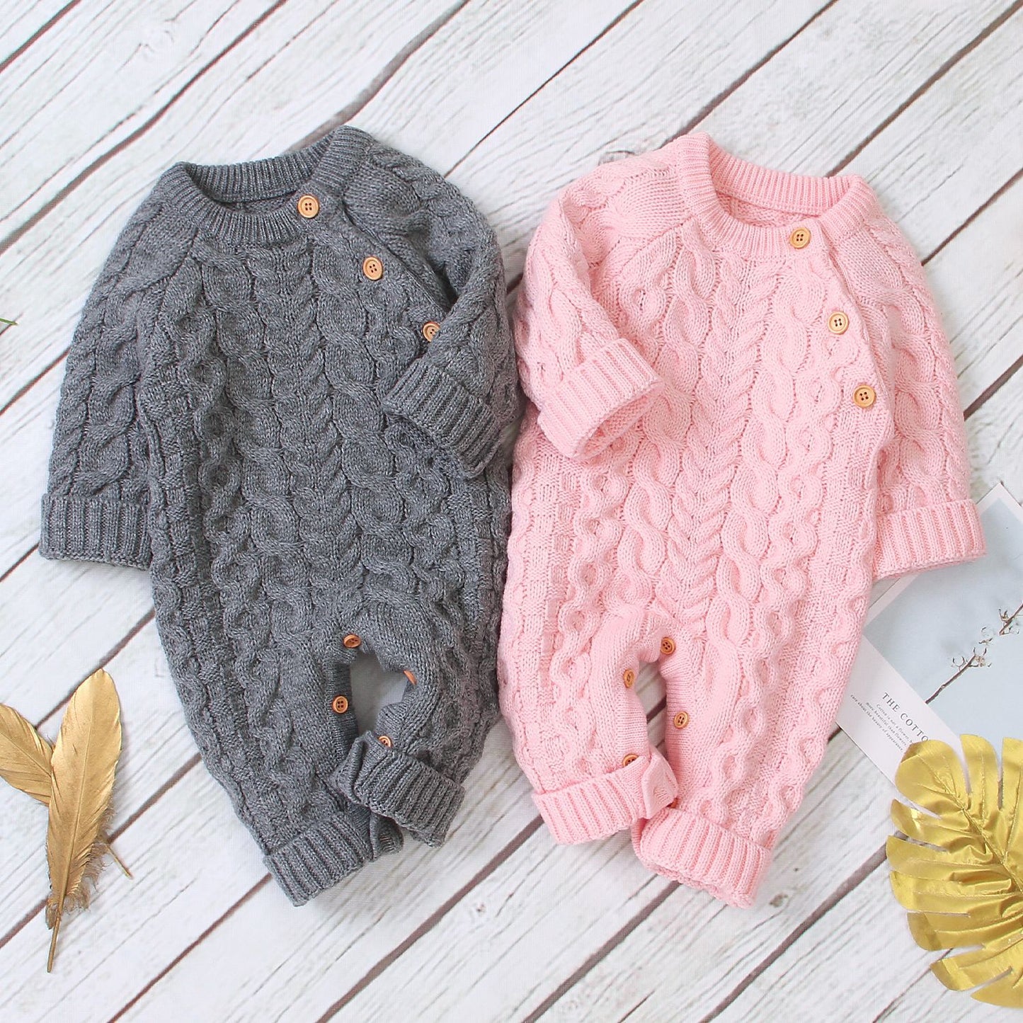 Knitted Solid Color Baby Bodysuit