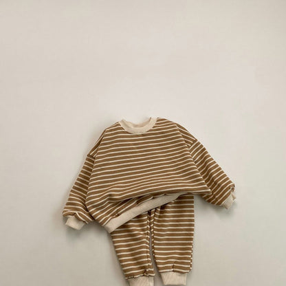 Baby Striped Long Sleeve Cotton Sweatshirt & Sweatpants