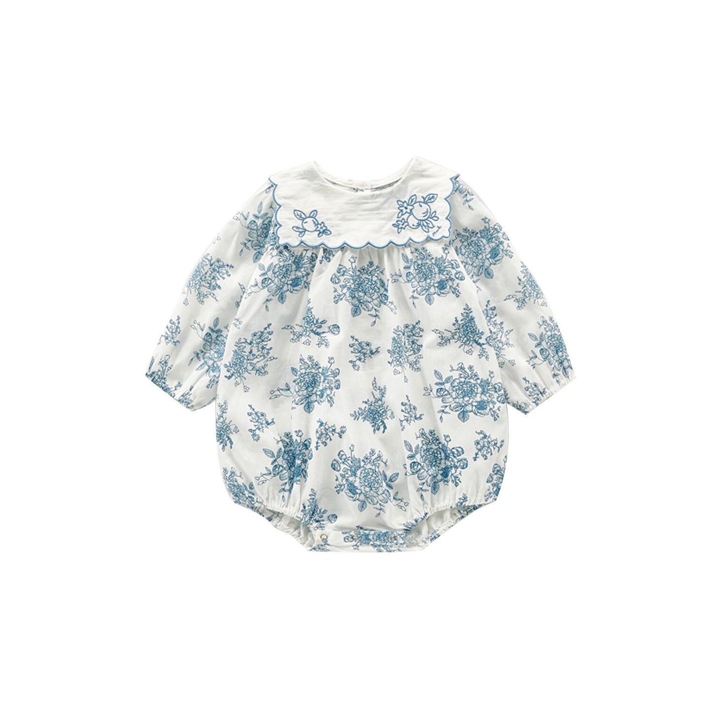 Blue and White Porcelain Cotton Romper