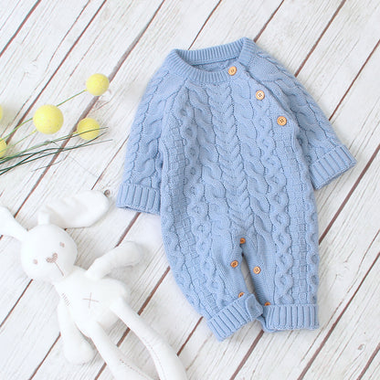 Knitted Solid Color Baby Bodysuit