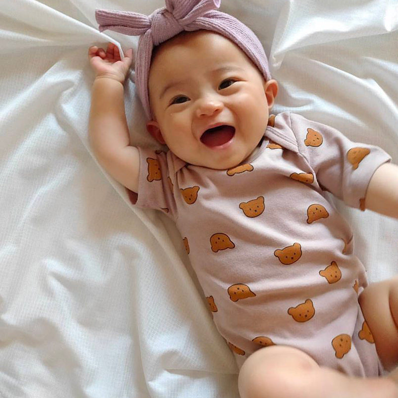 Summer Short-Sleeved Fashion Print Onesie