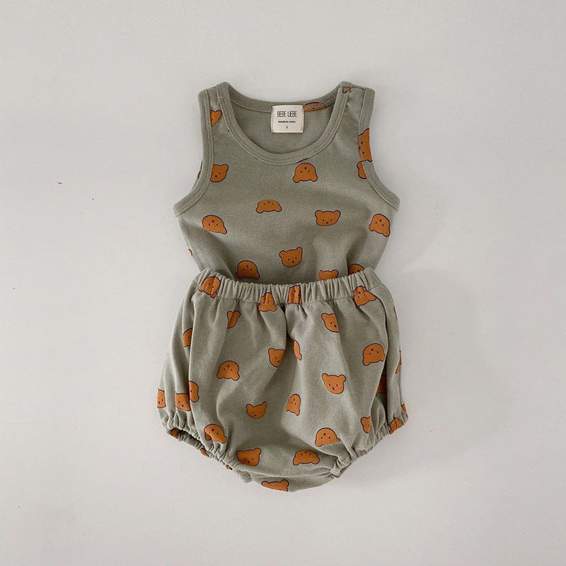 Sleeveless Fruit Print Outfit