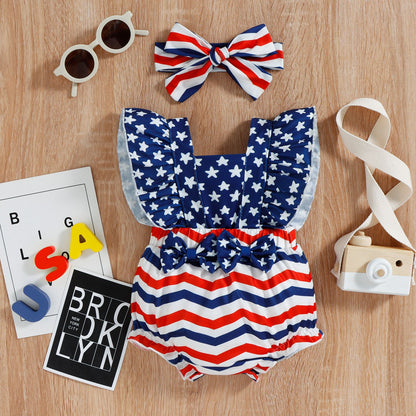 Red, White & Blue Double Butterfly Romper