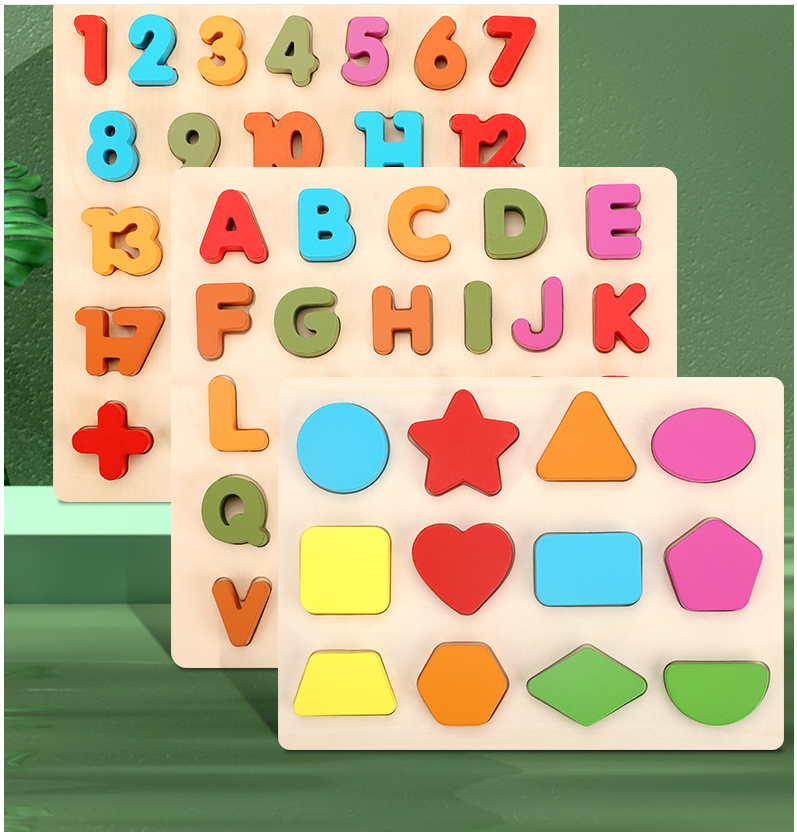 Wooden Colorful Letters Cognitive Learning Puzzle