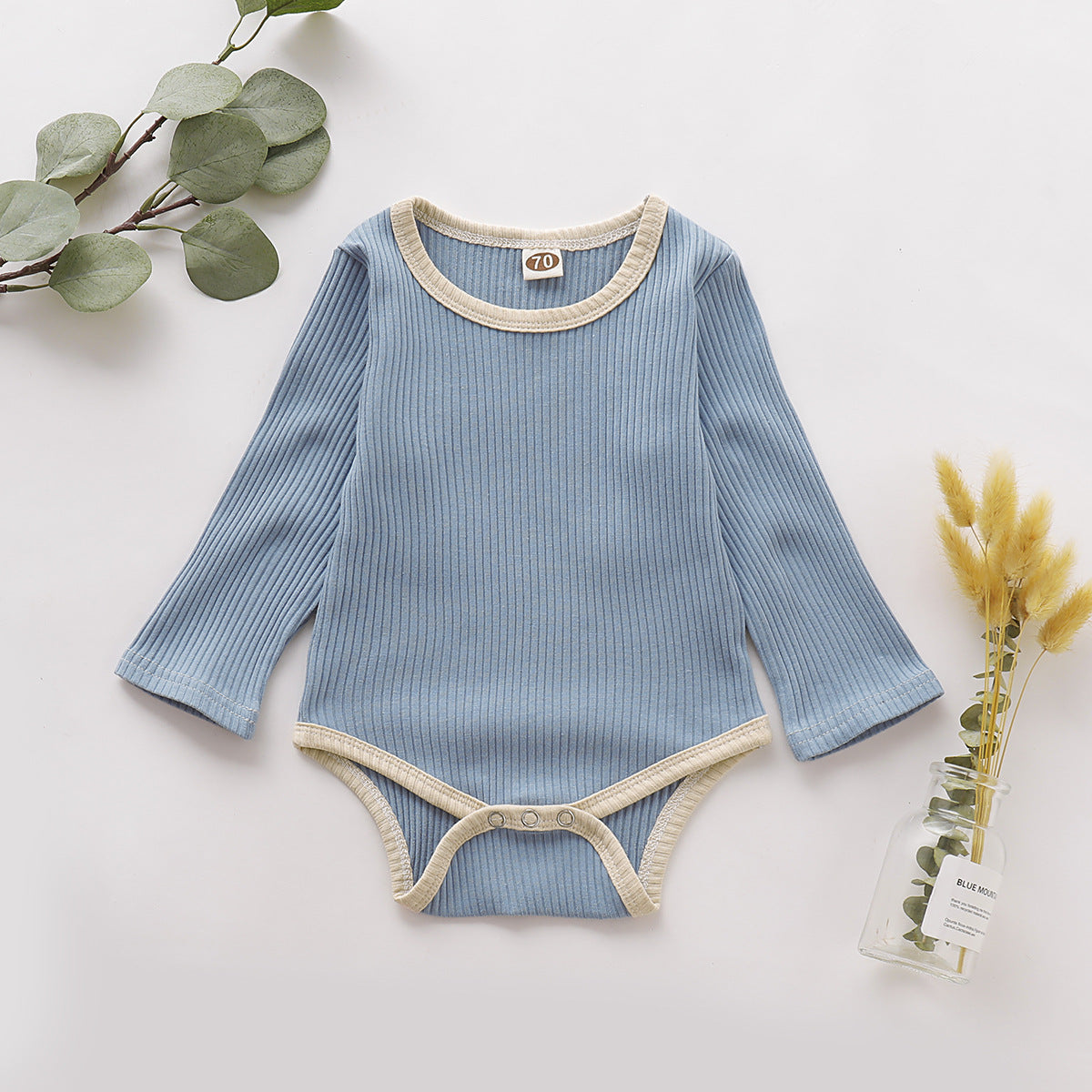 Ribbed Cotton Long Sleeve Onesie