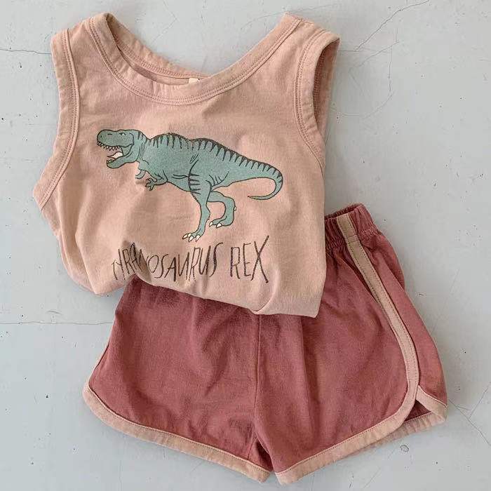 Super Chill Cartoon Dinosaur Shirt and Shorts Outfit