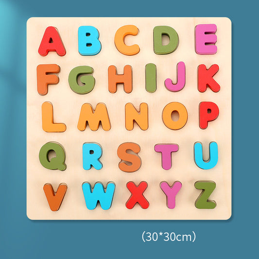 Wooden Colorful Letters Cognitive Learning Puzzle