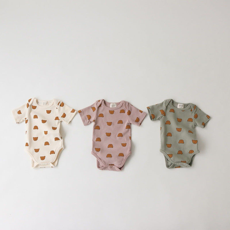 Summer Short-Sleeved Fashion Print Onesie