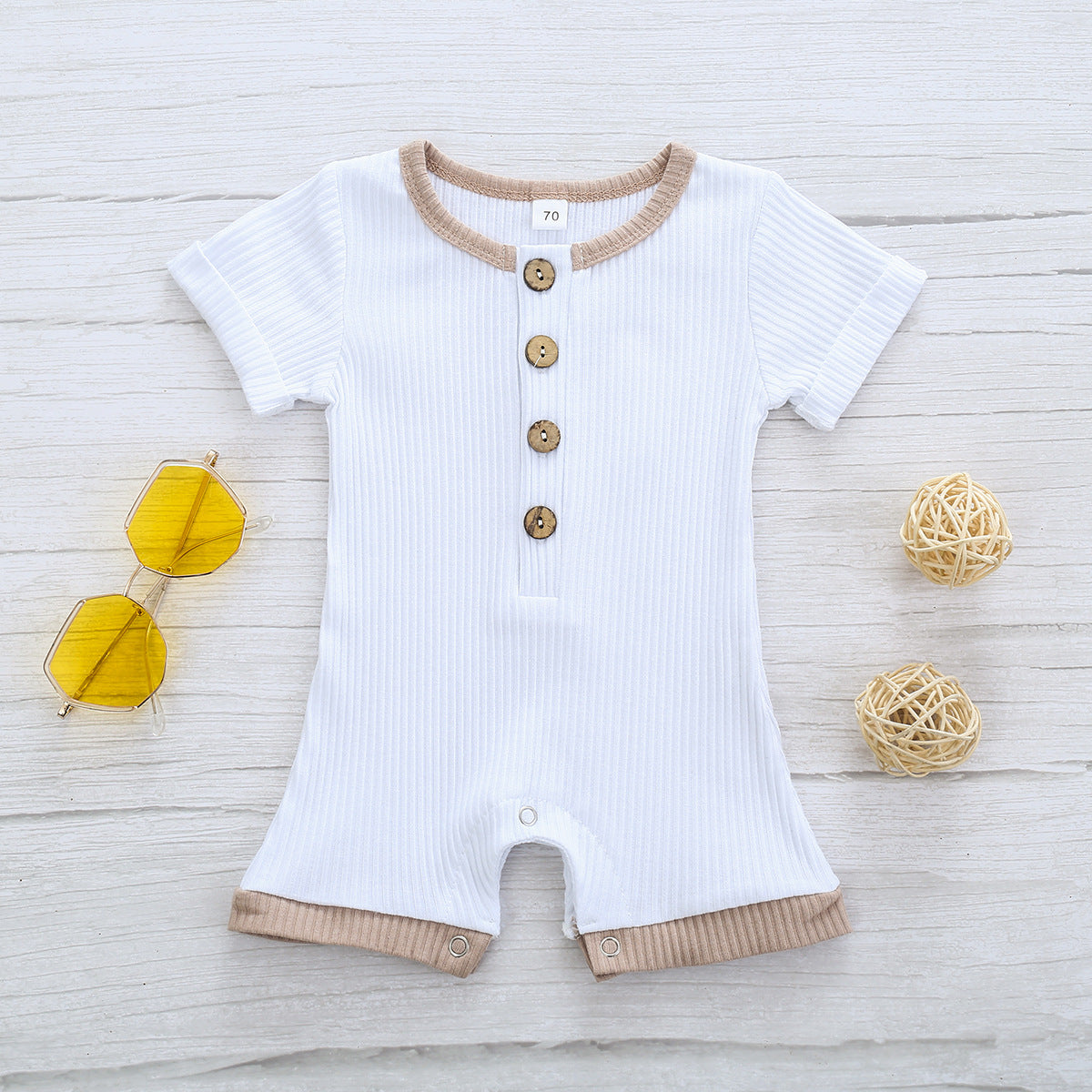 Short-Sleeved Combed Cotton Jumpsuit