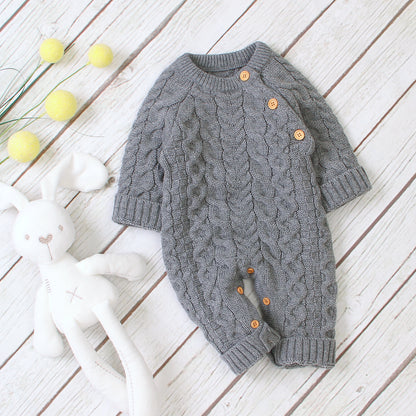 Knitted Solid Color Baby Bodysuit