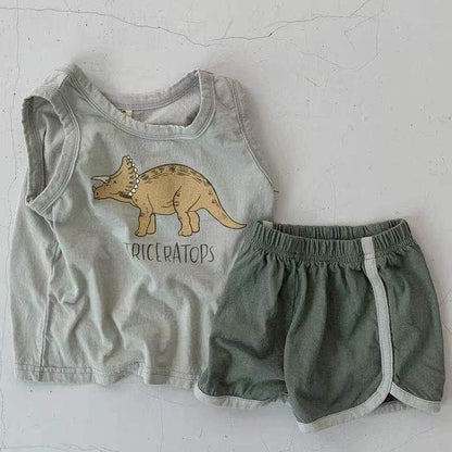 Super Chill Cartoon Dinosaur Shirt and Shorts Outfit