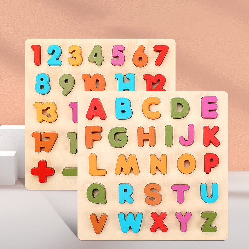 Wooden Colorful Letters Cognitive Learning Puzzle